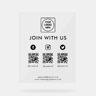 Soziales-Medien-QR-Acryl-Schild Acrylschild