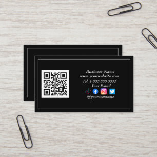 Soziales-Medien-QR-Code-Logo Schwarz Influencer Mo Visitenkarte