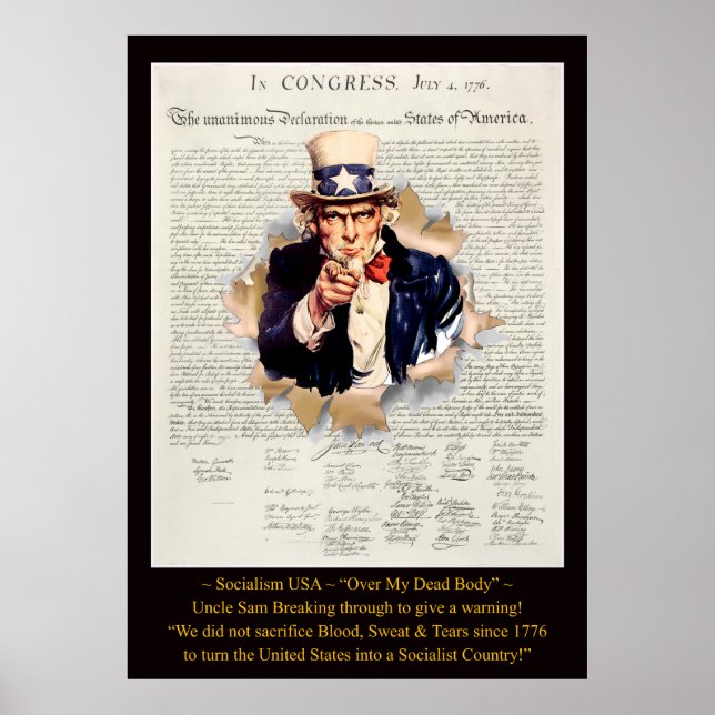 Sozialismus USA ~ "Over My Dead Body" Onkel Sam ~* Poster (Vorne)