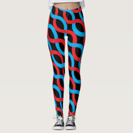 Sozialit Entwine Waves Red Blue Pattern Leggings