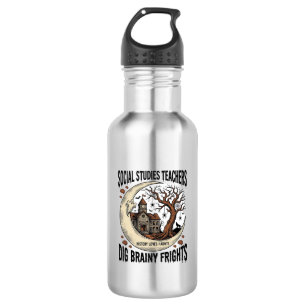 Sozialkunde-Lehrer-Shirt Spooky Brainy Frights Edelstahlflasche