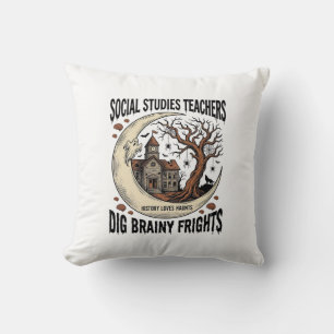 Sozialkunde-Lehrer-Shirt Spooky Brainy Frights Kissen
