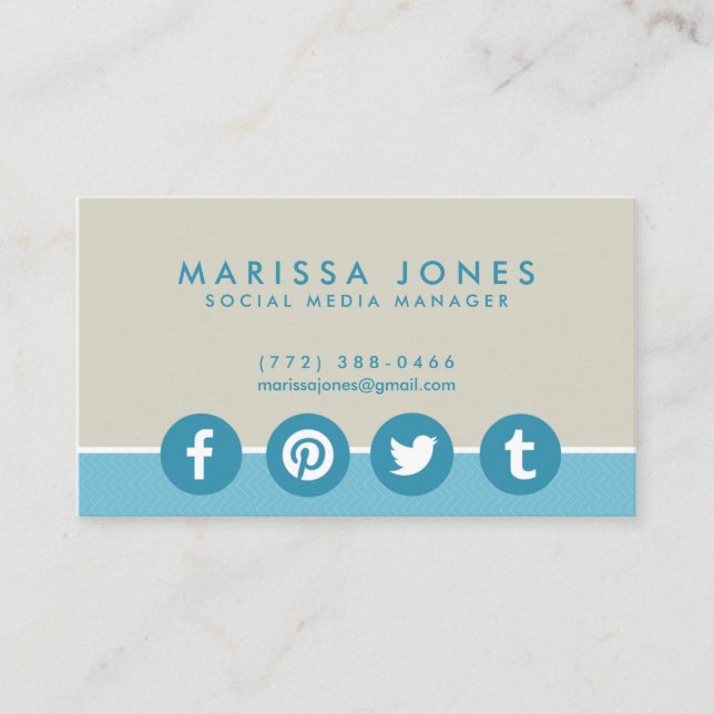 Sozialmedium-Manager-blaue TAN-Visitenkarten Visitenkarte (Vorderseite)