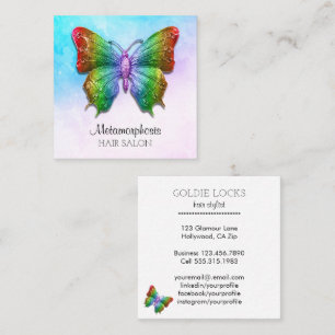 Sozialmedium-Schmetterlings-Regenbogen-Farben Quadratische Visitenkarte