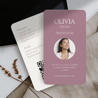 SozialQR-Kodex für Mauve und Ivory-Foto Visitenkarte