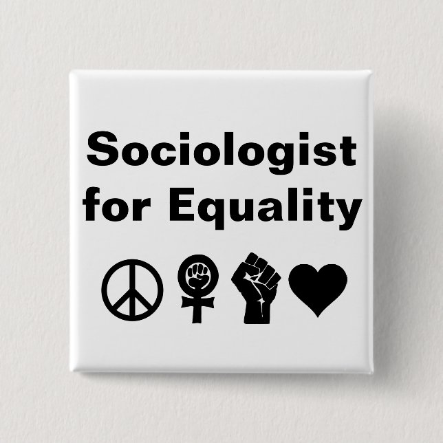 Soziologe für Gleichheit (mit Symbolen) Button (Vorderseite)