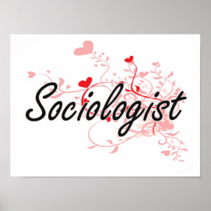 Soziologe-künstlerischer Job-Entwurf mit Herzen Poster