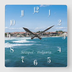 Sozopol, Bulgaria Quadratische Wanduhr