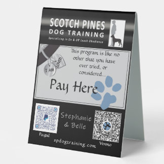 SP Dog Training Pay Hier Tabelle Top-Zeichen Tischaufsteller