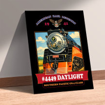 SP GS-4 Tageslicht-Dampflokomotive Vintage Poster