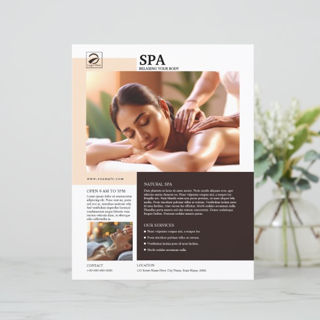 Spa and Beauty Care Service Flyer Template (Stehend Vorderseite)