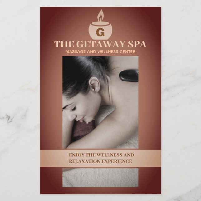 Spa and Massage Brown Beige Flyer with Prices (Vorne)