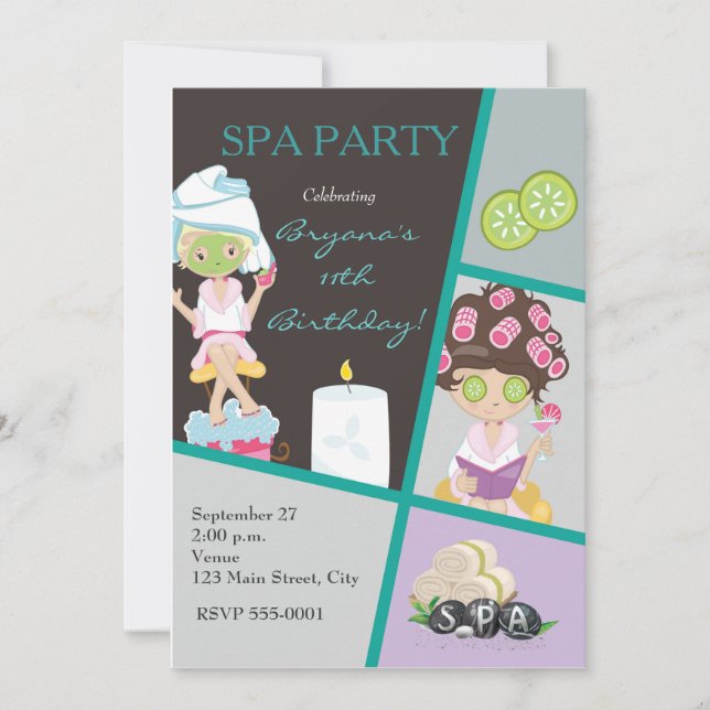 Spa Beauty Girls Salon Makeup Party Invitation (Devant)
