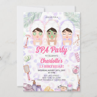 Spa Birthday Party Einladung