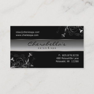 Spa - carte de visite argenté élégant de fleur 