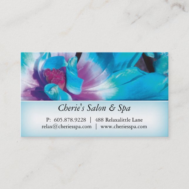 Spa - carte de visite bleu de la fleur 1 de salon (Devant)
