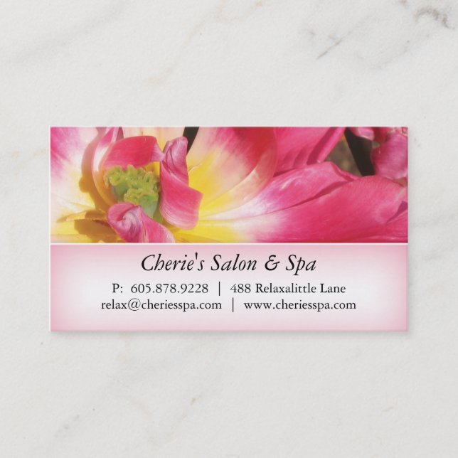 Spa - carte de visite rose de la fleur 1 de salon (Devant)
