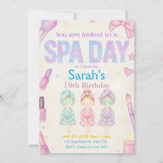Spa Day Fête Fille Anniversaire Invitation