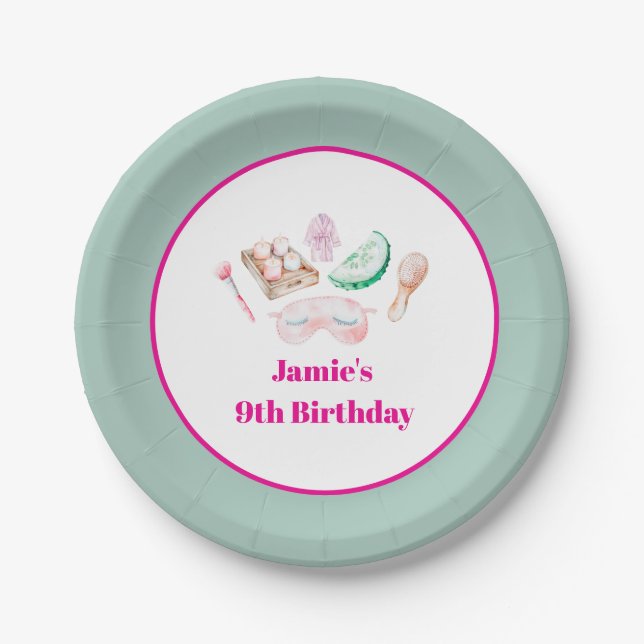 Spa Day Kid's Party Paper Plate Pappteller (Vorderseite)