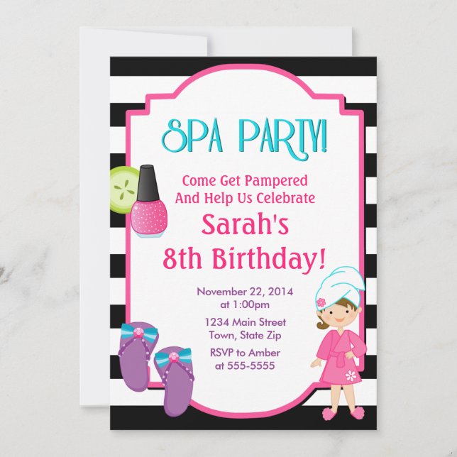Spa Fête Invitation Anniversaire 5x7 Carte (Devant)