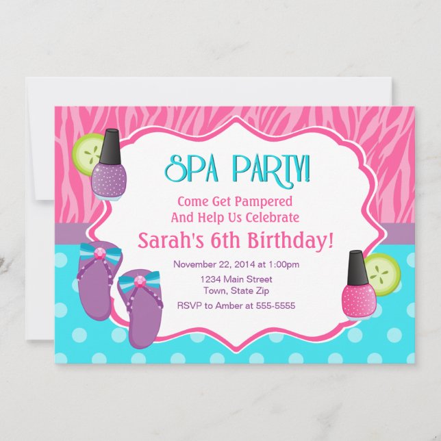 Spa Fête Invitation Anniversaire Carte 5x7 (Devant)