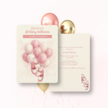 Spa-Geburtstagseinladung, rosa Ballons Pantoffeln