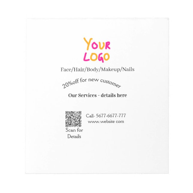 Spa massage salon discount offer services contact  notizblock (Vorderseite)