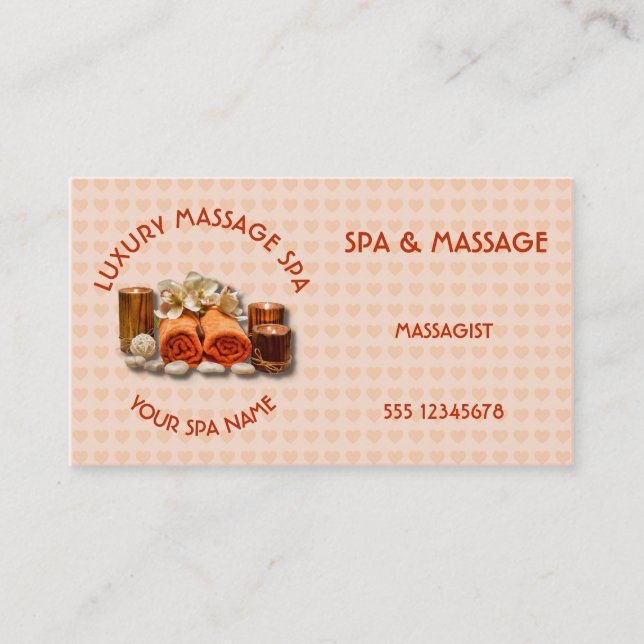 Spa Massage Therapy Salon Candle Stone With Name Visitenkarte (Vorderseite)
