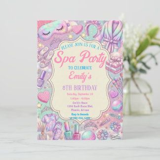 Spa Pamper Glam Party Birthday Einladung