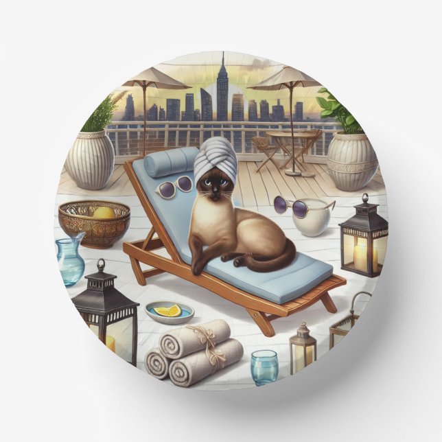 Spa party for Siamese Cat Lovers Pappteller (Vorderseite)