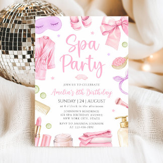 Spa Party Girl Birthday Invitation Einladung