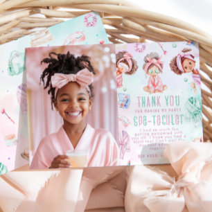 Spa-Party Glam Geburtstags-Foto-Dankeskarten Einladung