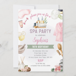 Spa Party Invitation, Natural Calm Refresh Pamper Einladung