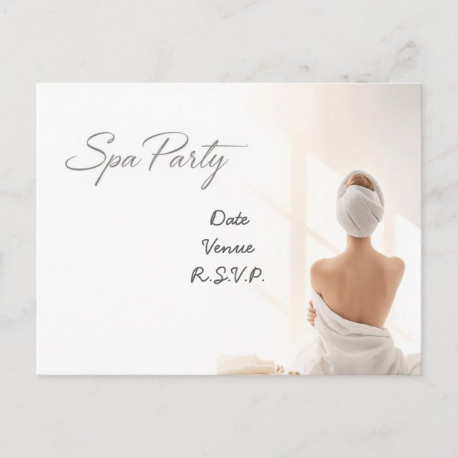 Spa Party Minimal Wellness Design Postkarte (Vorderseite)