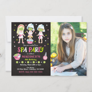Spa Party Photo Birthday Invitation Einladung