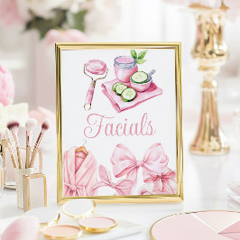 Spa Party Pink Birthday Facial Table Sign Poster