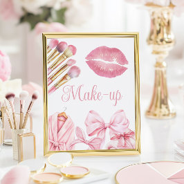 Spa Party Pink Birthday Make-up Sign Poster