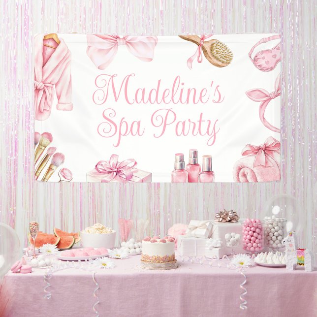 Spa Party Pink Birthday Party Banner (Von Creator hochgeladen)