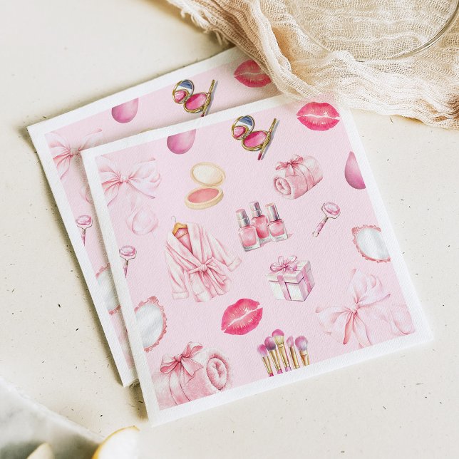 Spa Party Pink Birthday Party Serviette (Von Creator hochgeladen)