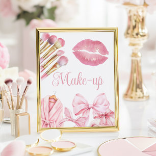 Spa-Party Pink Geburtstags-Make-up-Schild Poster