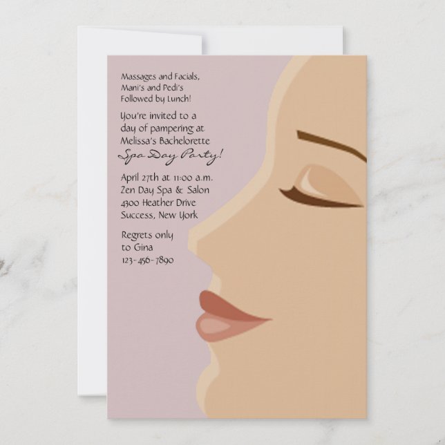 Spa Plaisir Bachelorette Fête Invitation (Devant)