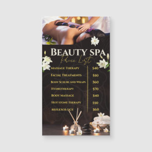 Spa-Preisliste Dienstleistungsmenü Magnetkarte