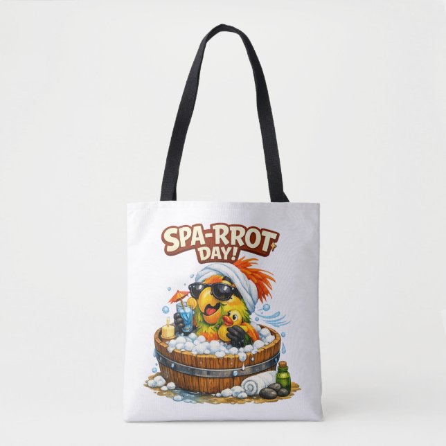 Spa-rrrot Day Funny Parrot Spa Relax Design Tasche (Vorderseite)