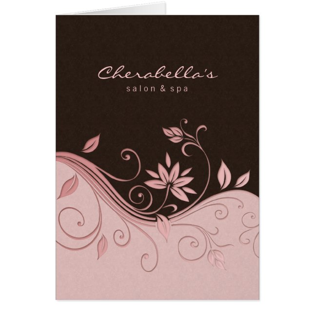 Spa Salon Brochure Greeting Card Pink Flowers (Vorne)