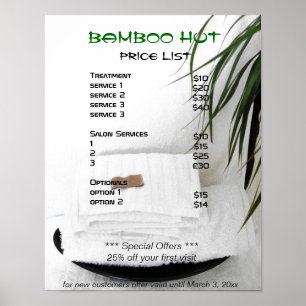 Spa-Salon-Massage-Preisliste Poster