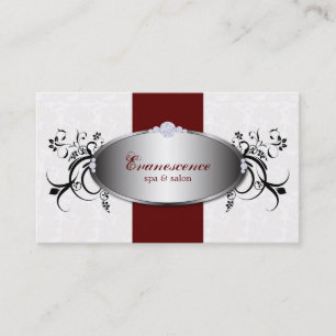 Spa Salon Red Swirls Floral Élégant Carte de visit