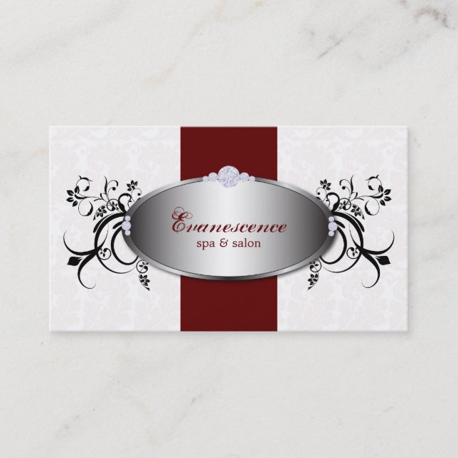 Spa Salon Red Swirls Floral Élégant Carte de visit (Devant)