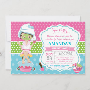 Spa Sleepover Anniversaire Fête Invitation