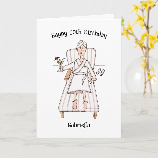 Spa-Tag-Dame Geburtstag Karte (Gelbe Blume)