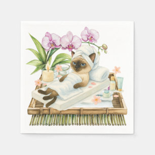 Spa-Thema für Siamese-Katzenliebhaber Serviette